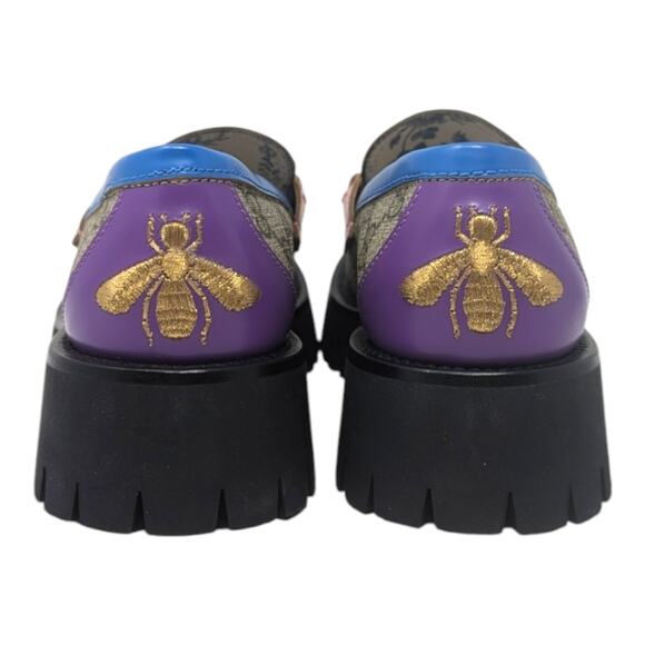NEW Gucci GG supreme monogram cordovan lux lug sole horsebit loafer rainbow 36 - Picture 6 of 13